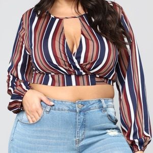 Fashion Nova Stripe Wrap Crop Top